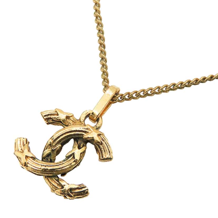 Chanel CC Gold Plated Pendant Necklace Gold Metal Good condition - Back View