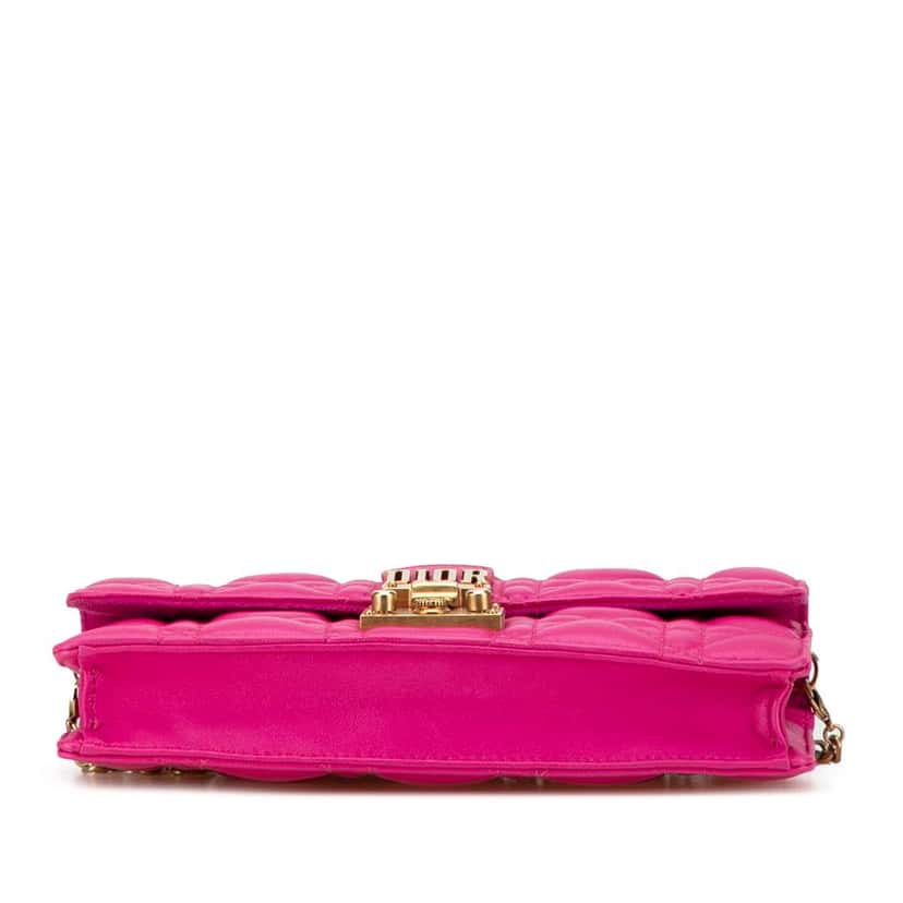Dior Lambskin Cannage DiorAddict Wallet on Chain Pink Leather Good condition - Inside View