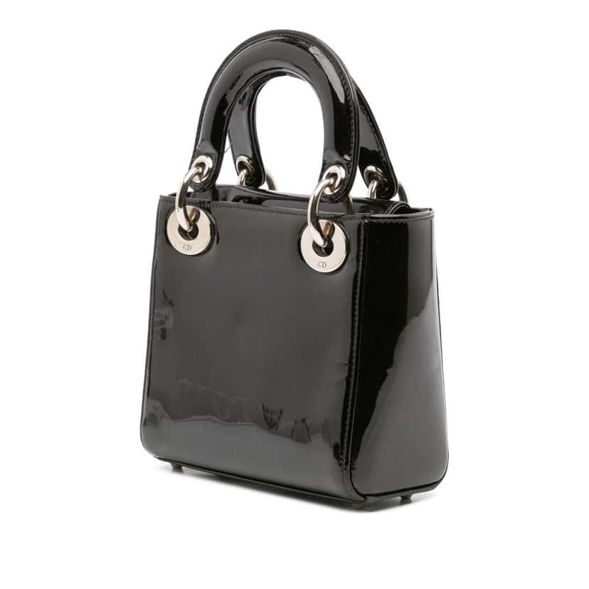 Dior Mini Patent Lady Dior Black Leather Good condition - Back View