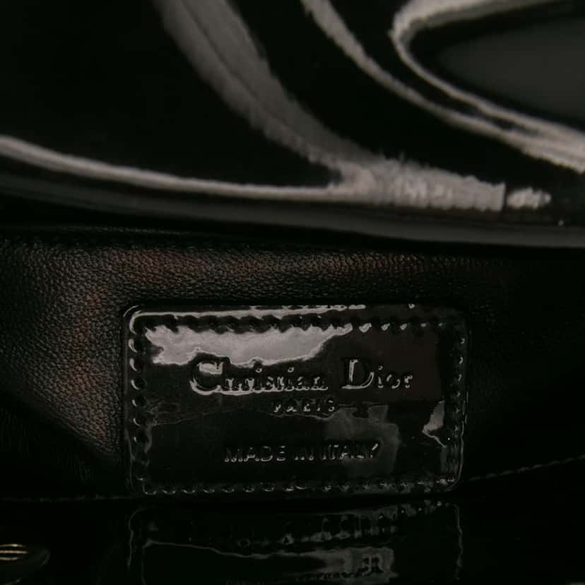 Dior Mini Patent Lady Dior Black Leather Good condition - Box View