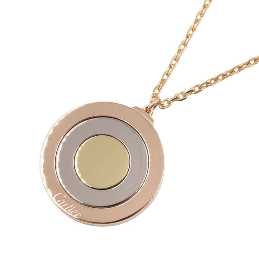 Cartier 18K Tricolor Gold Trinity Disc Pendant Necklace Pink Metal Good condition - Back View