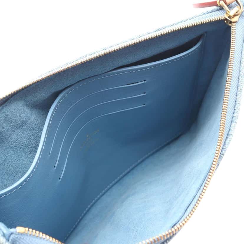 Louis Vuitton Embroidered Monogram Denim New Wave Zipped Pochette Blue Denim Good condition - Inside View