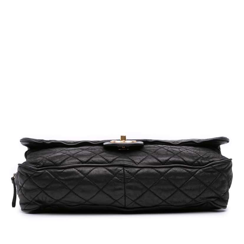 Chanel Large Quilted Iridescent Calfskin Shiva Flap Black Leather Good condition - Inside View