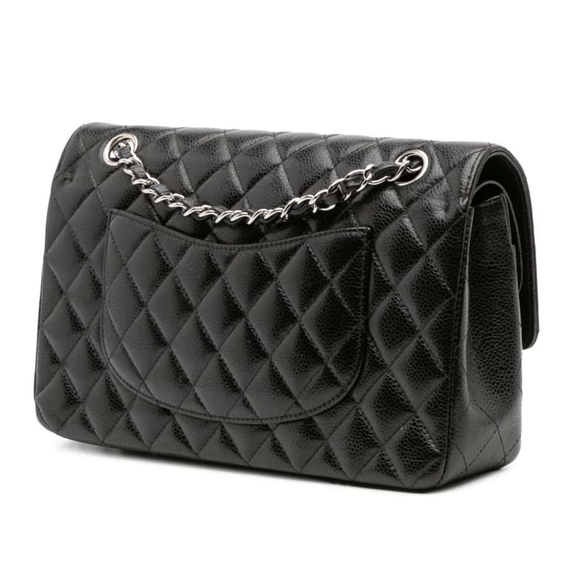 Chanel Medium Classic Caviar Double Flap Black Leather Good condition - Back View