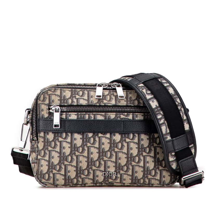 Dior Oblique Canvas Safari Crossbody Blue Canvas Good condition - Front View