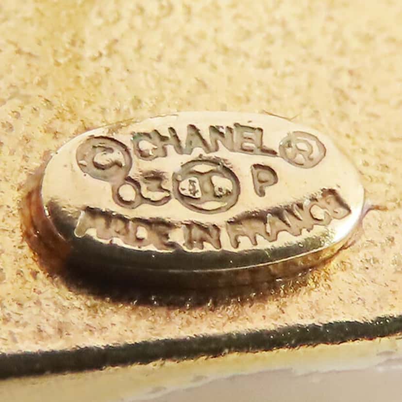 Chanel Gold Plated Enamel CC Square Stud Earrings Gold Metal Good condition - Model View