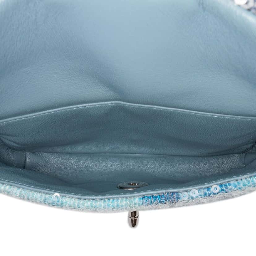 Chanel Mini Sequins and Lambskin Waterfall Backpack Blue Polyester Very good condition - Box View