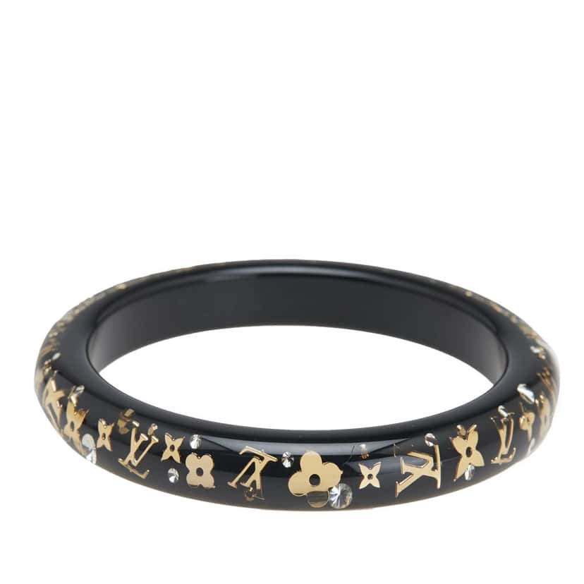 Louis Vuitton Narrow Monogram Resin Inclusion Bangle Black Good condition - Front View