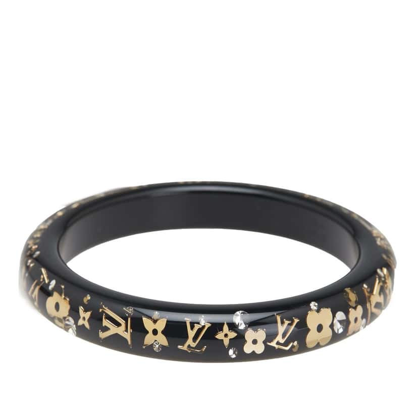 Louis Vuitton Narrow Monogram Resin Inclusion Bangle Black Good condition - Back View