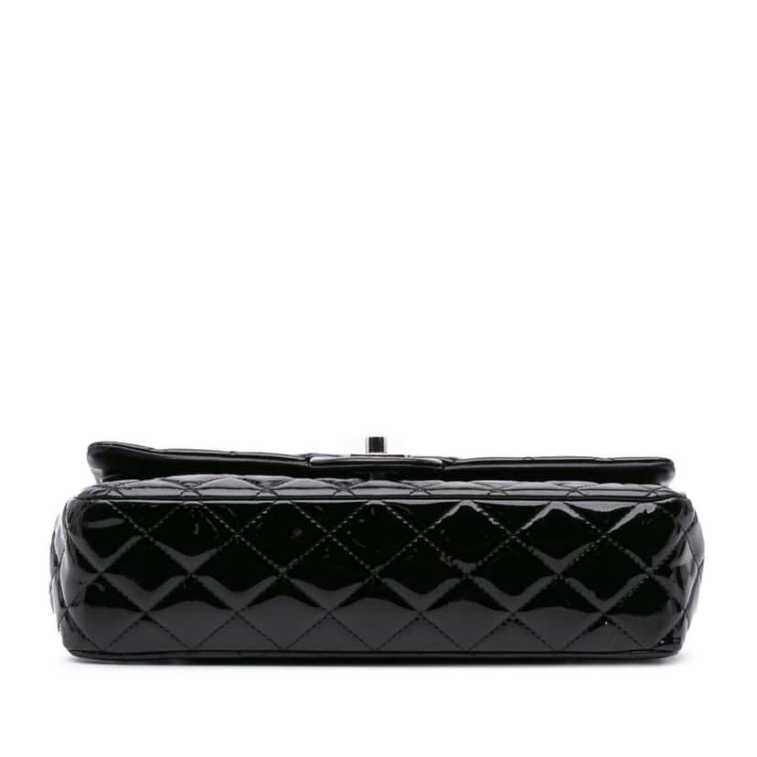 Chanel Medium Classic Patent Double Flap Black Leather Good condition - Inside View