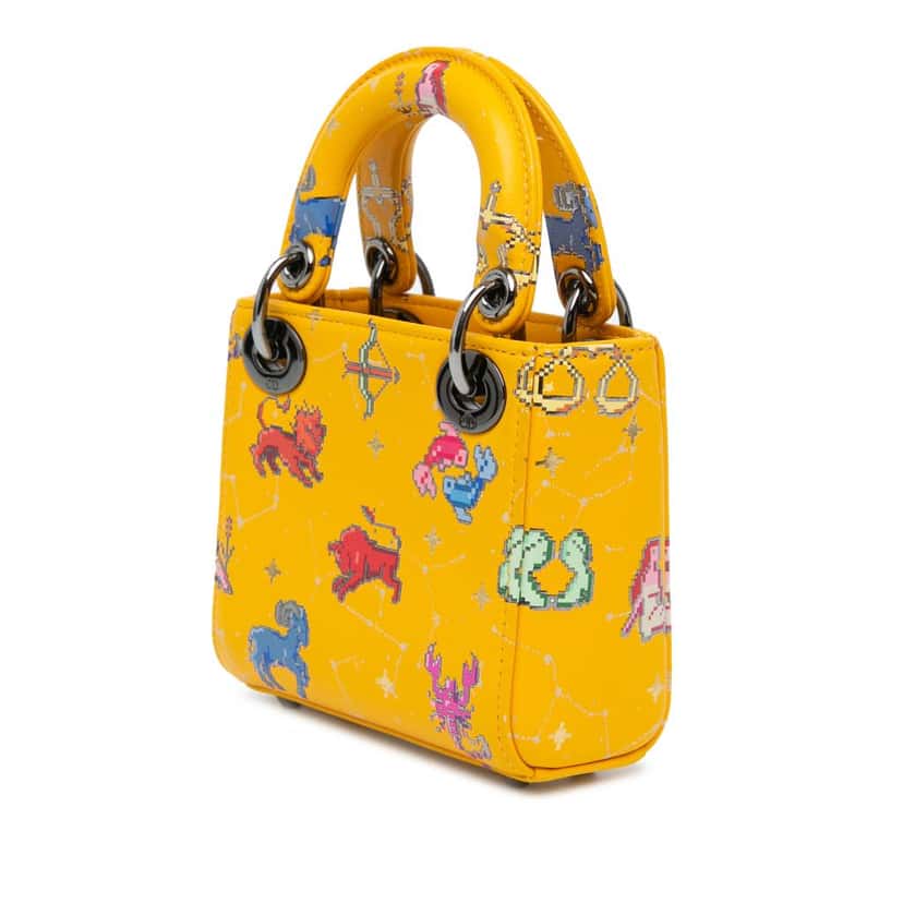Dior Micro Calfskin Pixel Zodiac Lady Dior Yellow Leather Good condition - Back View
