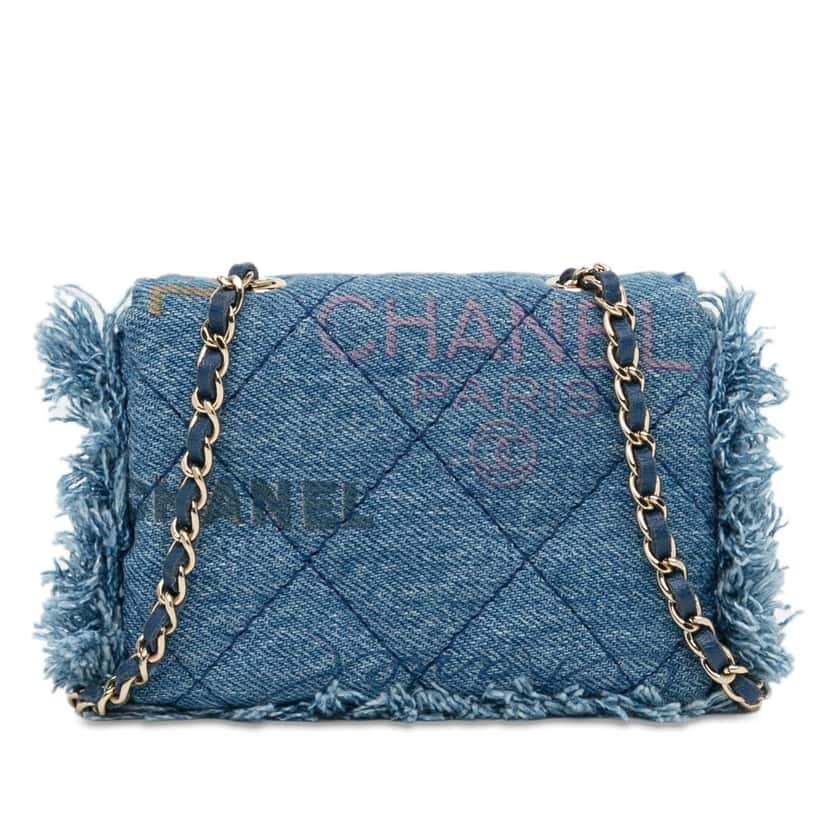 Chanel Mini Denim Mood Clutch with Chain Blue Denim Good condition - Model View