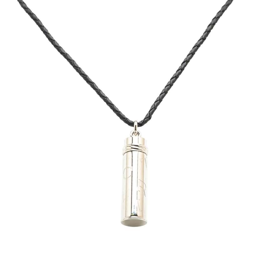 Cartier Silver Plated Logo Pill Case Pendant Necklace Silver Metal Good condition - Front View