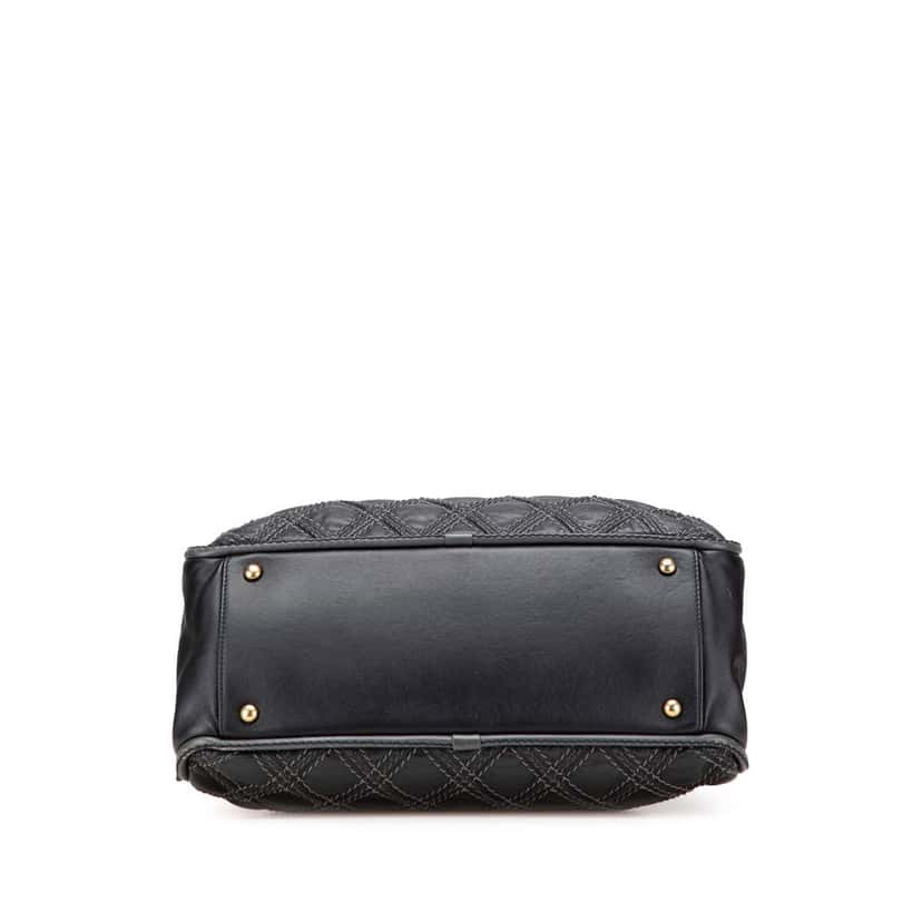 Chanel Quilted Calfskin Stitch Triptych Shoulder Bag Black Leather Good condition - Inside View