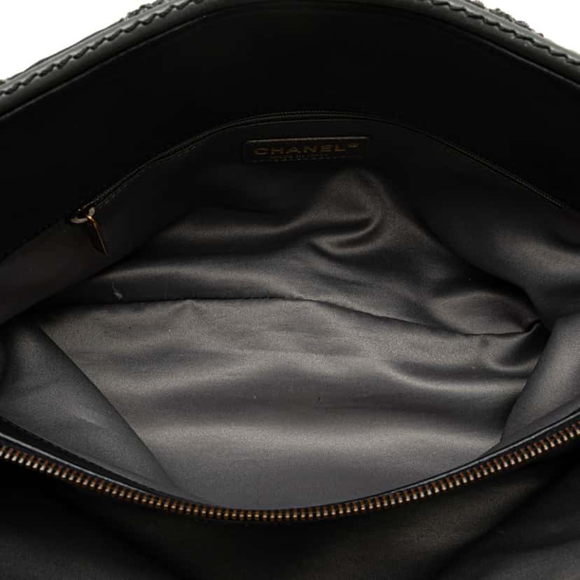 Chanel Quilted Calfskin Stitch Triptych Shoulder Bag Black Leather Good condition - Box View