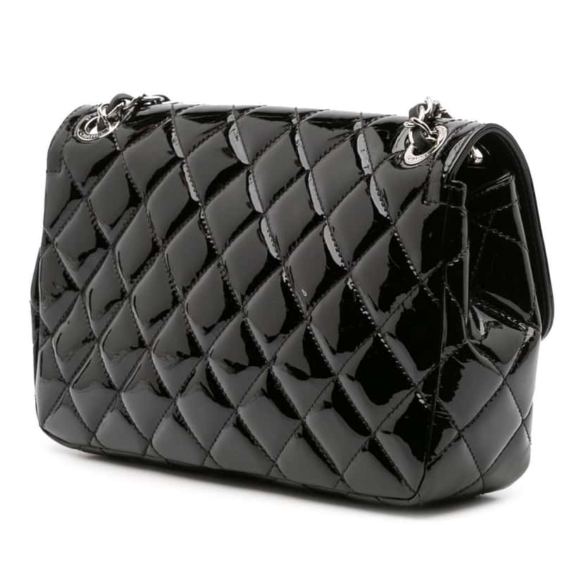 Chanel Medium Patent Coco Shine Flap Black Leather Good condition - Back View