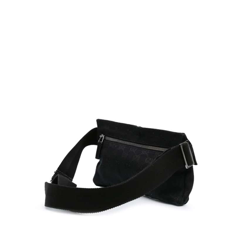 Gucci GG Canvas Double Pocket Belt Bag Black Canvas Good condition - Back View