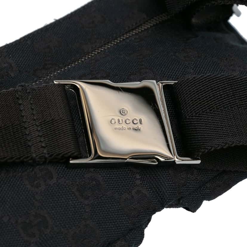 Gucci GG Canvas Double Pocket Belt Bag Black Canvas Good condition - Box View