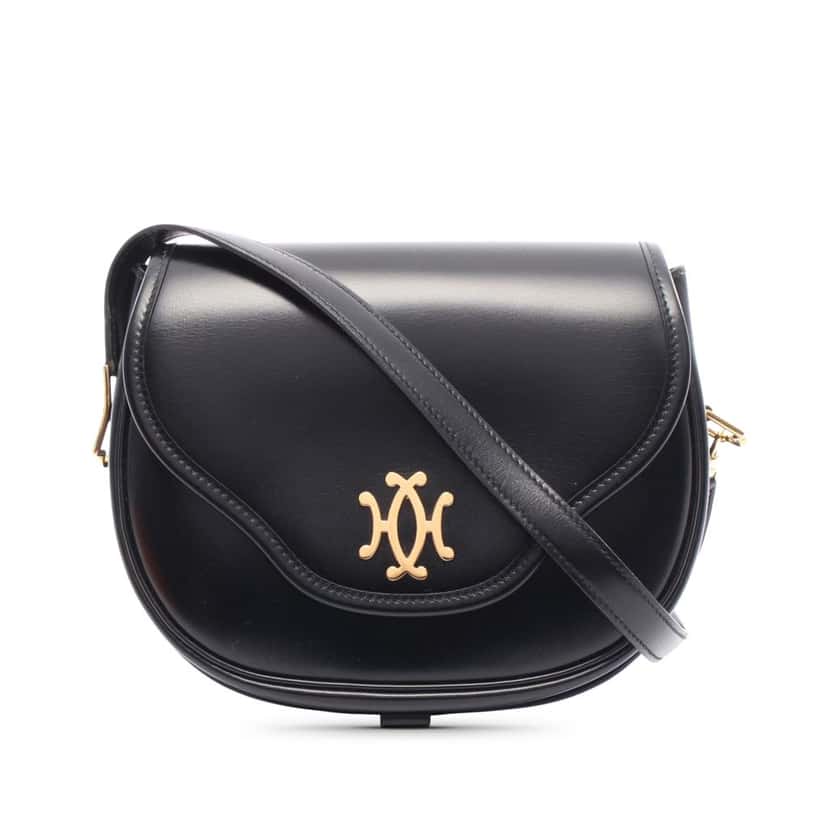 Hermès Box Calf Double H Shoulder Bag Black Leather Good condition - Front View