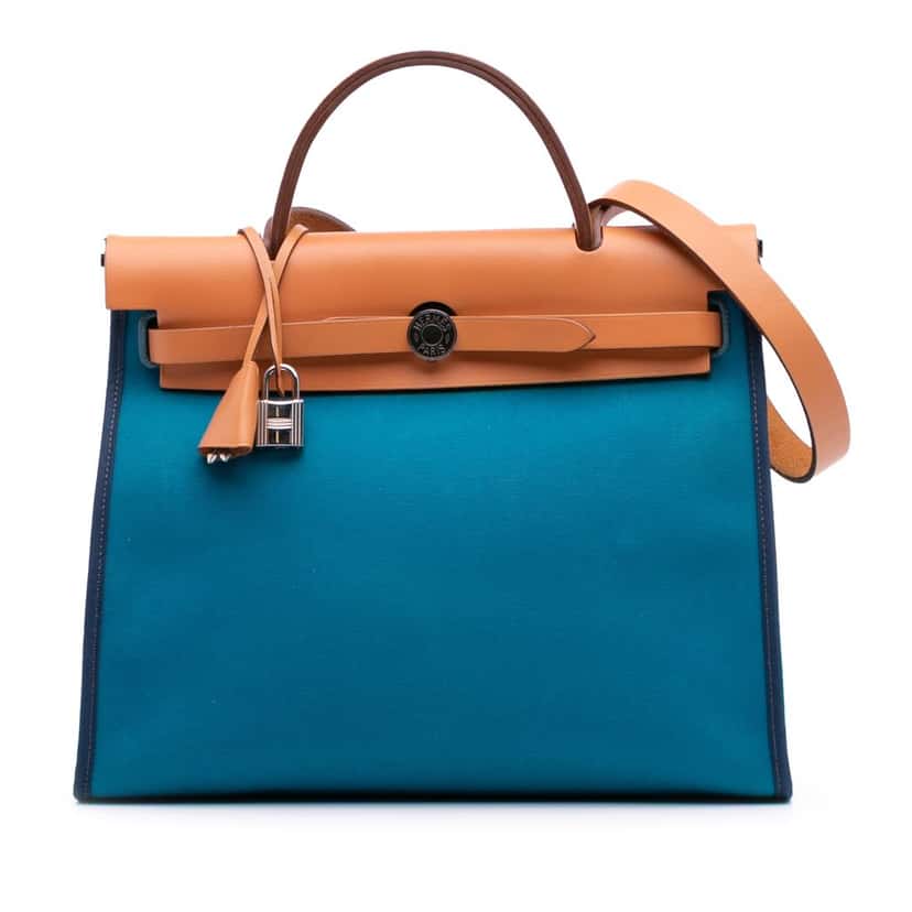 Hermès Toile Herbag Zip 31 Blue Canvas Good condition - Front View