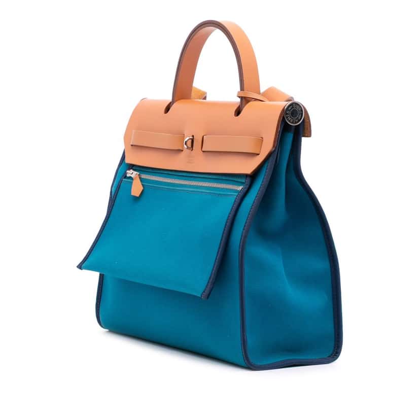 Hermès Toile Herbag Zip 31 Blue Canvas Good condition - Back View