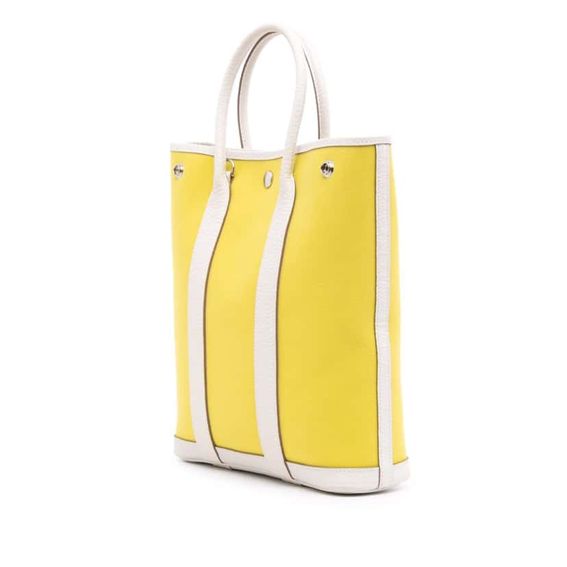 Hermès Toile and Negonda Garden File 28 Yellow Canvas Good condition - Back View