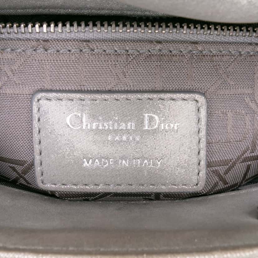 Dior Mini Iridescent Lambskin Cannage Lady Dior Silver Leather Good condition - Box View