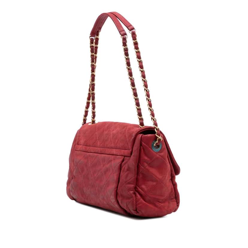 Chanel Large Aged Calfskin Chic Quilt Flap Red Leather Good condition - Back View