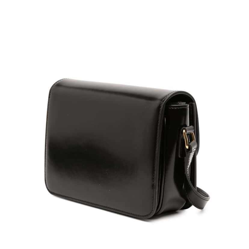 Celine Teen Shiny Calfskin Triomphe Crossbody Black Leather Good condition - Back View
