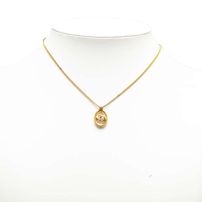 Dior Gold Plated CD Logo Pendant Necklace Gold Metal Good condition - Model View