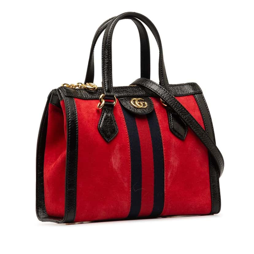 Gucci Small Suede Ophidia Satchel Red Leather Good condition - Back View