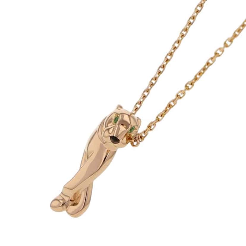 Cartier 18K Rose Gold Onyx and Tsavorite Garnet Panthère de Cartier Pendant Necklace Pink Rose Gold Good condition - Front View