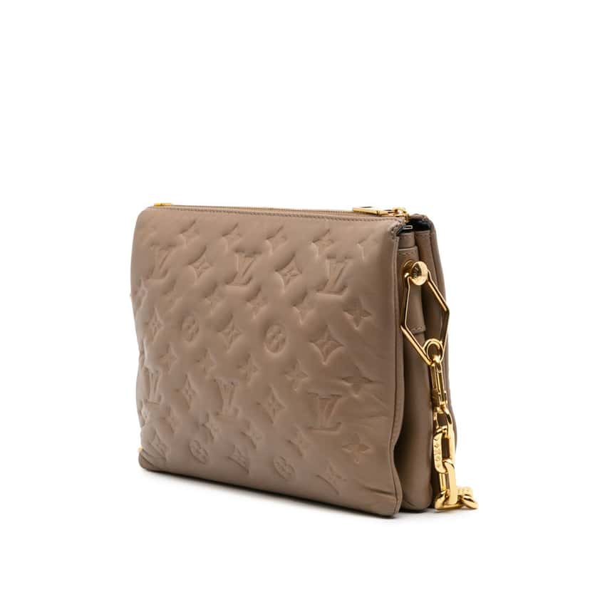 Louis Vuitton Monogram Embossed Puffy Lambskin Coussin PM Brown Leather Good condition - Back View