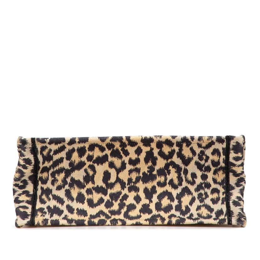 Dior Mizza Medium Embroidered Canvas Leopard Book Tote Brown Canvas Good condition - Inside View