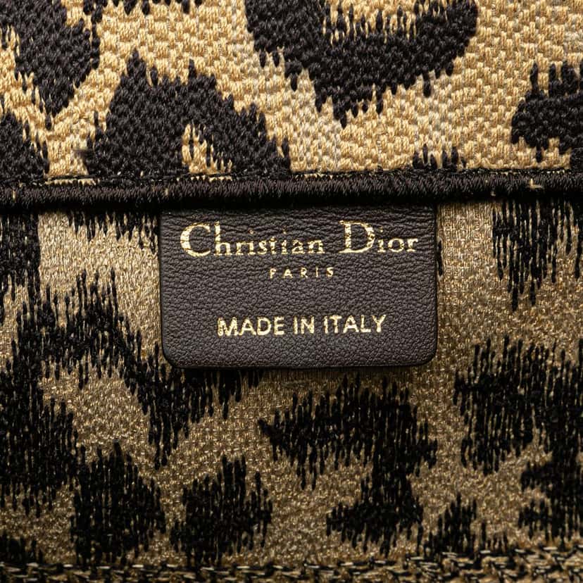 Dior Mizza Medium Embroidered Canvas Leopard Book Tote Brown Canvas Good condition - Box View