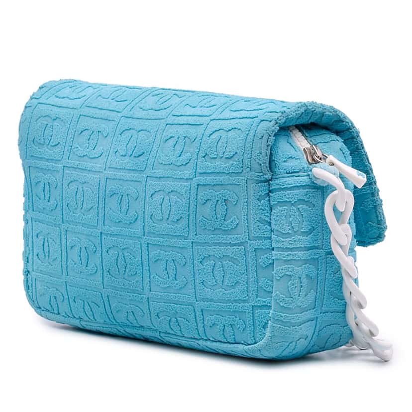 Chanel Terry Cloth Sport Line Flap Blue Cotton Good condition - Back View