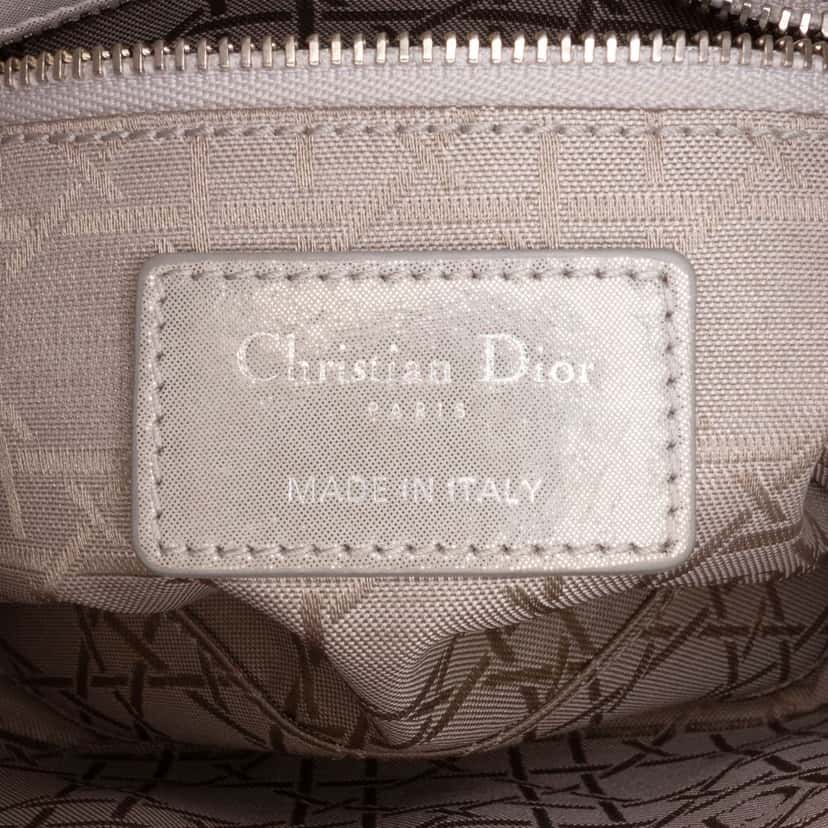 Dior Mini Iridescent Lambskin Cannage Lady Dior Silver Leather Good condition - Box View