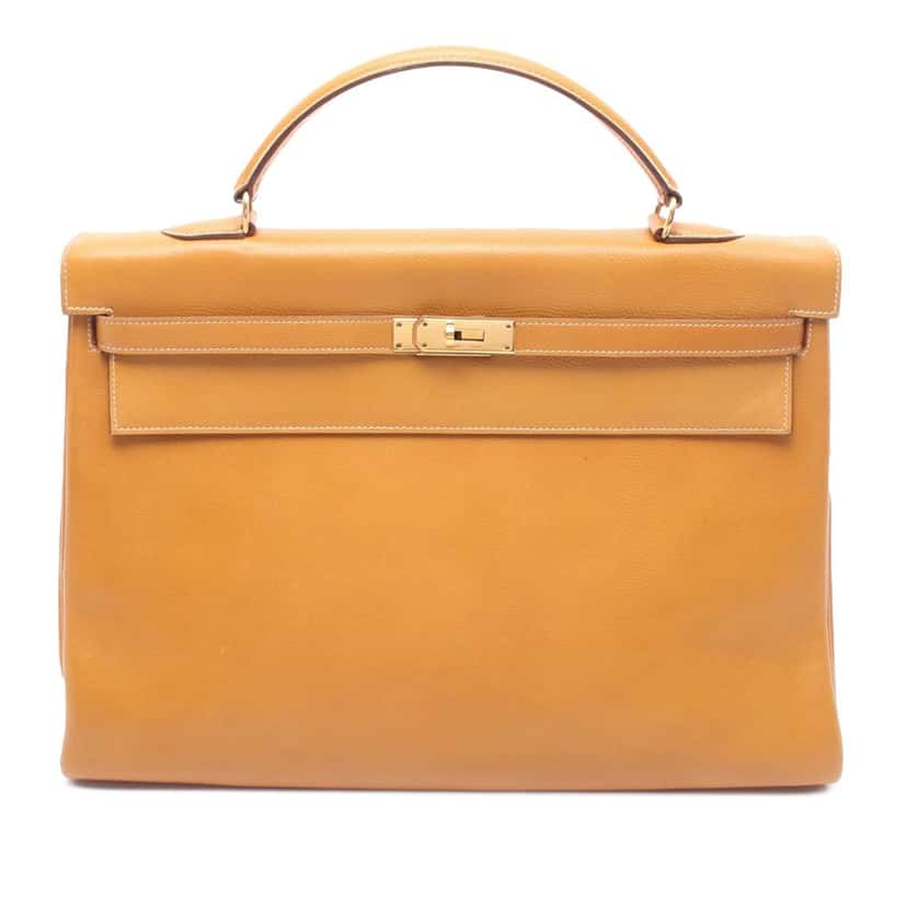 Hermès Courchevel Kelly Retourne 40 Brown Leather Good condition - Front View