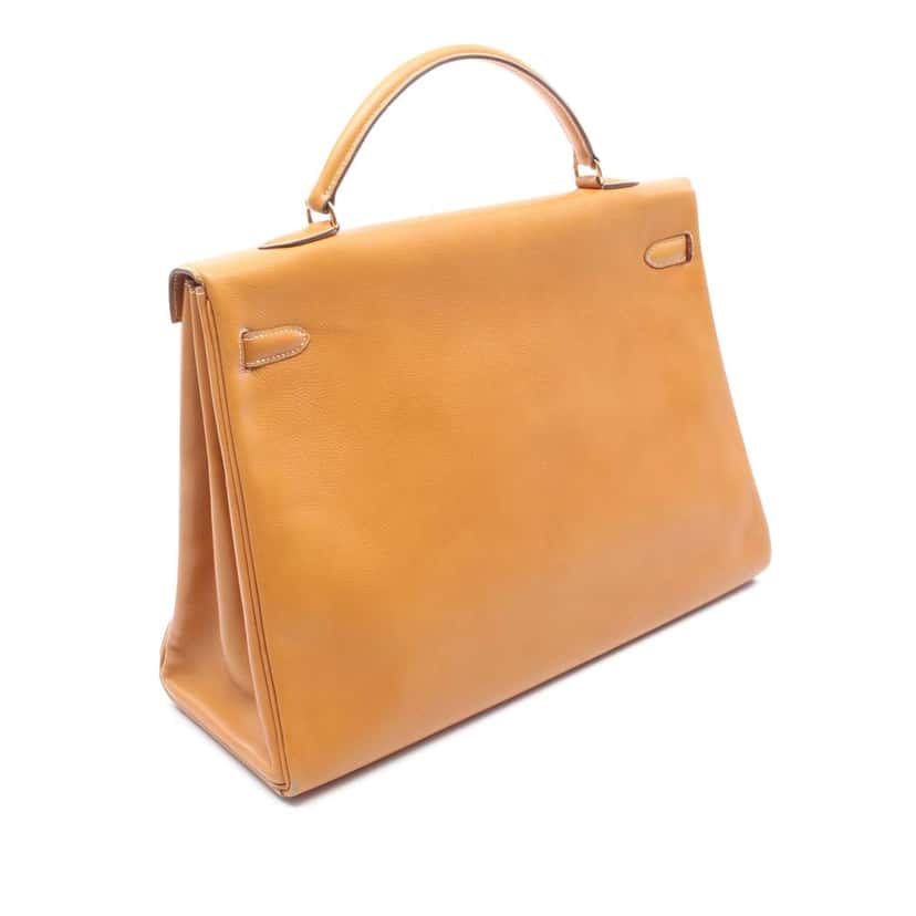 Hermès Courchevel Kelly Retourne 40 Brown Leather Good condition - Back View