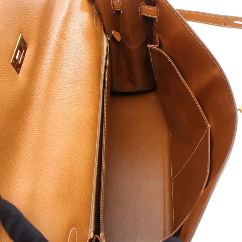 Hermès Courchevel Kelly Retourne 40 Brown Leather Good condition - Inside View