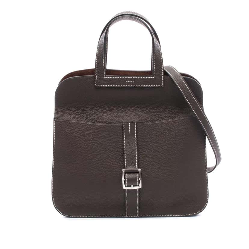 Hermès Taurillon Clemence Halzan 31 Brown Leather Good condition - Front View