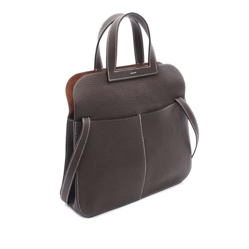 Hermès Taurillon Clemence Halzan 31 Brown Leather Good condition - Back View