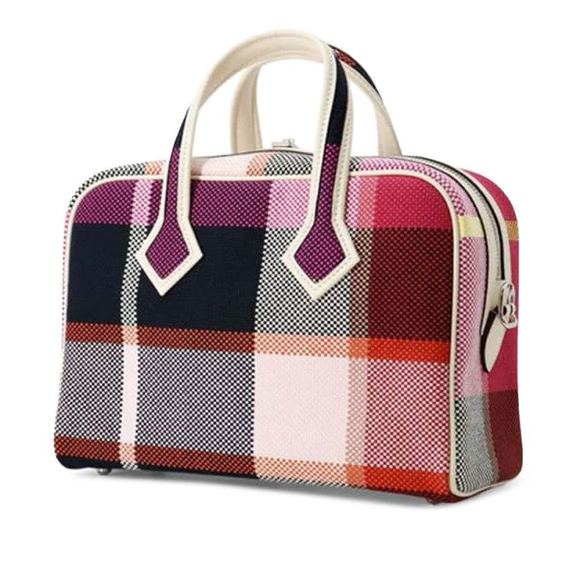 Hermès Mini Toile and Swift Victoria III Fourre Tout Red Canvas Good condition - Back View