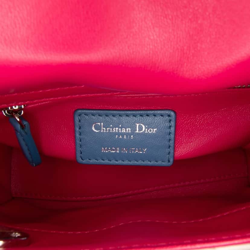 Dior Mini Tricolor Lambskin Cannage Lady Dior White Leather Very good condition - Box View