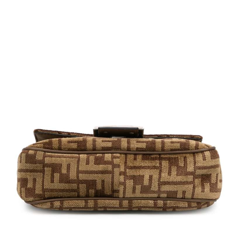 Fendi Zucca Wool Chain Midi Baguette Brown Wool Good condition - Inside View
