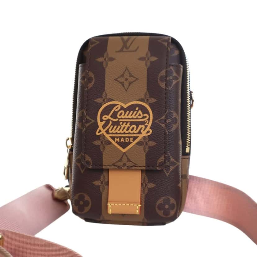 Louis Vuitton Nigo Monogram Reverse Double Phone Pouch Brown Canvas Good condition - Back View