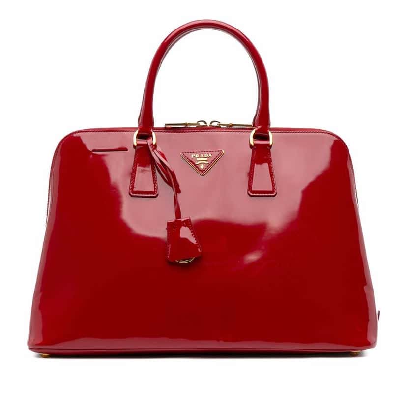 Prada Large Spazzolato Promenade Satchel Red Leather Good condition - Front View