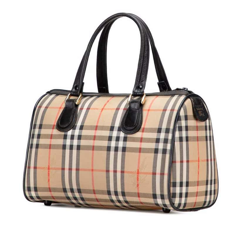 Burberry Haymarket Check Canvas Boston Bag Brown Canvas Good condition - Back View