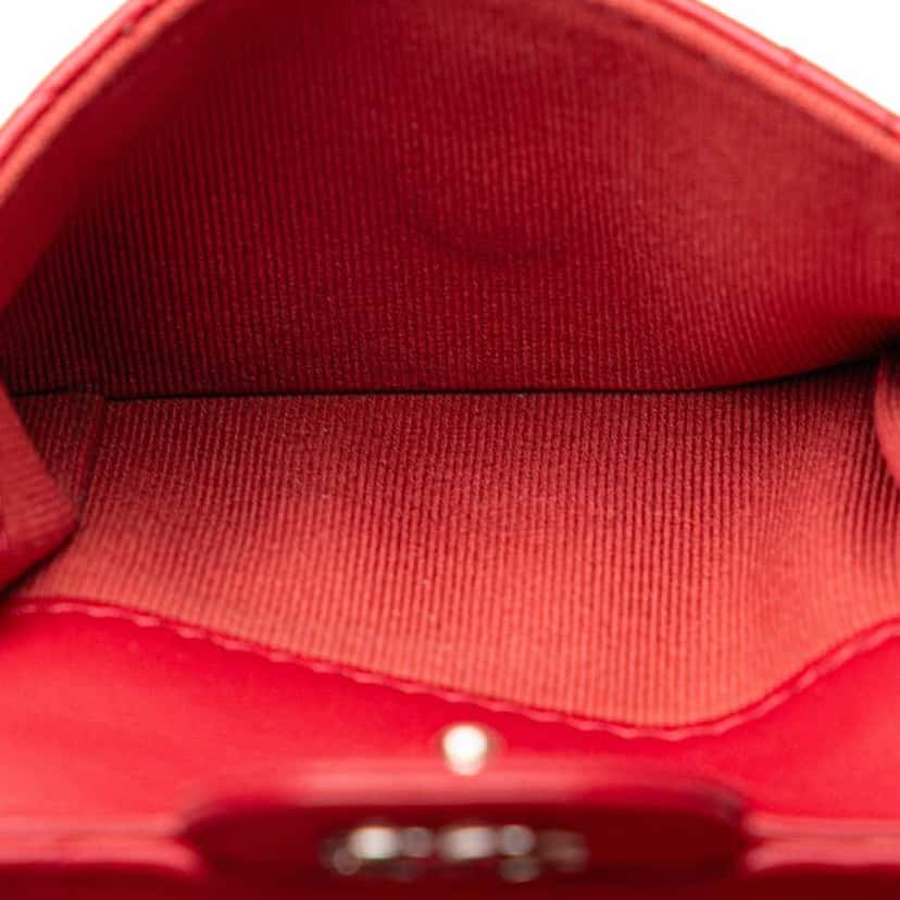 Chanel CC Quilted Lambskin Trifold Wallet Red Leather Good condition - Box View