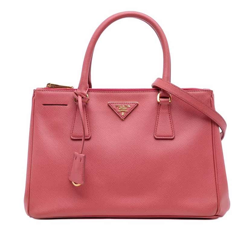 Prada Medium Saffiano Lux Galleria Double Zip Tote Pink Leather Good condition - Front View